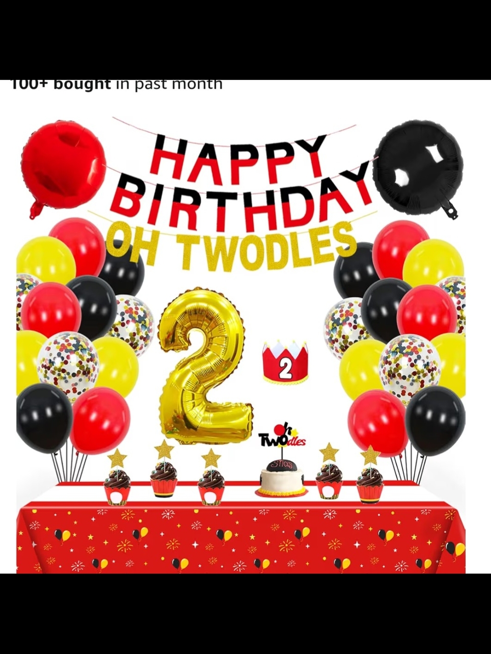Red Black Yellow 2nd Birthday Party Balloon Kit